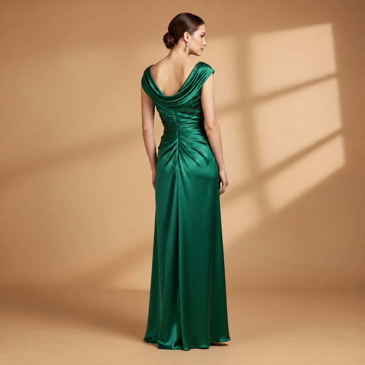 Noir Draped Satin Gown